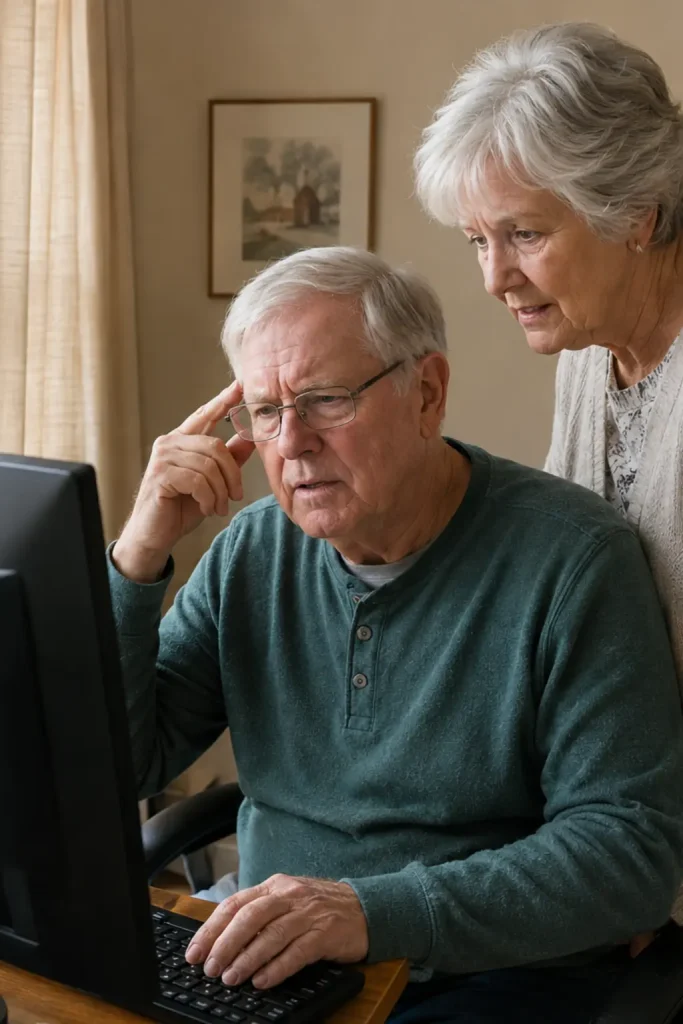 Fred and his wife working through a Microsoft password and OneDrive account problem